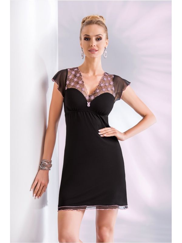 Koszula Nocna Model Paris Black/PinkDonna
