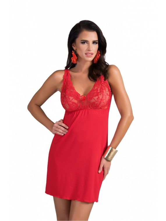 Koszula Nocna Model Sally Miseczki Soft RedDonna