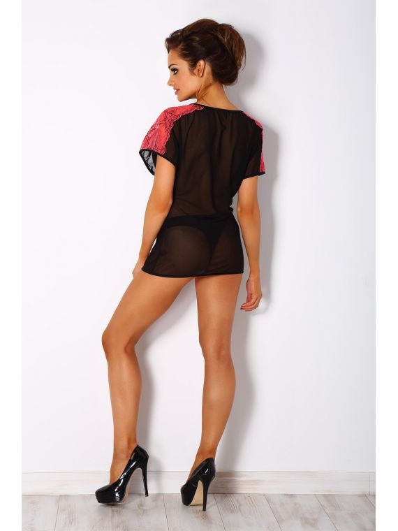 Koszulka nocna LA FURIA Coral/BlackPariPari Lingerie