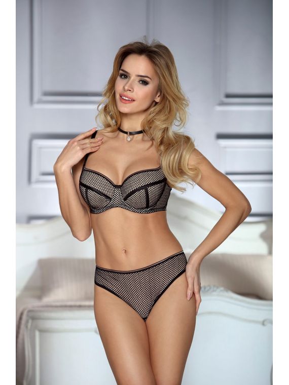 Biustonosz Usztywniany Model Rozetta Black/Beige